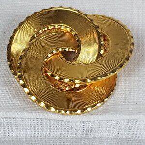 Sandor Co Vintage Signed Gold Tone Tri Circle Brooch